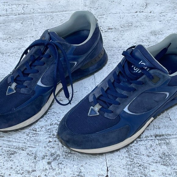 Louis Vuitton Men Sneaker Lace Up Shoes Blue Suede Shoes Made in Italy Size 8UK - Picture 2 of 12